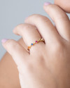 Anel Pontos de Luz Coloridos Tamanho 15 Banhado a Ouro 18K