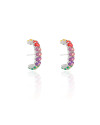 Ear Hook Ovais Coloridos Ródio Branco