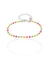 Pulseira Bolinhas Coloridas 2 mm Ródio Branco