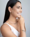 Brinco Argola em V Lisa 1.0 cm Ródio Branco