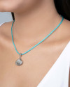 Choker Fio Coreano Verde Água Concha Ródio Branco
