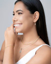 Choker Fio Coreano Bege Búzio Ródio Branco