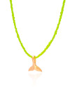 Choker Miçanga Amarela Baleia Banhado a Ouro 18K