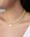 Choker Miçanga Amarela Baleia Banhado a Ouro 18K