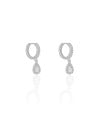 Brinco Argola Click Gota Cravejada Cristal 2.3 cm Ródio Branco