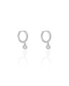 Brinco Argola Click Lisa Ponto de Luz Cristal 2.0 cm Ródio Branco