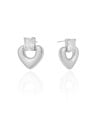 Brinco Coração Retângulo Cristal 2.4 cm Ródio Branco