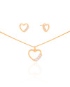 Conjunto Coração Pontos de Luz Cristal Banhado a Ouro 18K