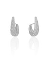 Brinco Argola Click Gota Cravejada Cristal 2.7 cm Ródio Branco