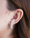 Brinco Argola Click Gota Cravejada Cristal 2.7 cm Ródio Branco