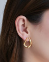 Brinco Gota Vazada Orgânica 2.7 cm Banhado a Ouro 18K