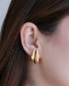 Brinco Duplo Argolas Click Gota Lisa Banhado a Ouro 18K