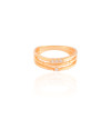 Anel Filetes Cravejado Cristal Tamanho 17 Banhado a Ouro 18K