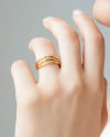 Anel Filetes Cravejado Cristal Tamanho 19 Banhado a Ouro 18K
