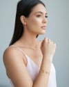 Choker Elos Corações Lisos e Cristal Banhado a Ouro 18K