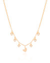 Choker Elos Corações Lisos e Cristal Banhado a Ouro 18K