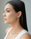 Choker Elos Corações Lisos e Cristal Ródio Branco