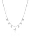 Choker Elos Corações Lisos e Cristal Ródio Branco