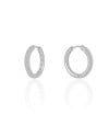 Brinco Argola Click Redonda Cravejada Cristal 2.3 cm Ródio Branco