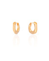 Brinco Argola Click Quadrada Orgânica Lisa 1.9 cm Banhado a Ouro 18K