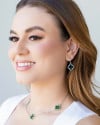 Choker Elos Trevos Esmeralda Ródio Branco