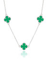 Choker Elos Trevos Esmeralda Ródio Branco