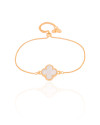 Pulseira Trevo Madrepérola Fecho Gravata Banhado a Ouro 18K