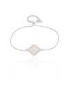 Pulseira Trevo Madrepérola Fecho Gravata Ródio Branco