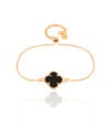Pulseira Trevo Preto Fecho Gravata Banhado a Ouro 18K