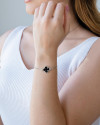 Pulseira Trevo Preto Fecho Gravata Ródio Branco