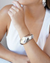 Bracelete Martelado Liso 3.0 cm Banho Branco