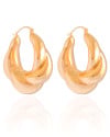 Brinco Argola Torcido Fecho Italiano 5.0 cm Banho Dourado