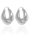 Brinco Argola Torcido Fecho Italiano 5.0 cm Banho Branco