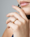 Anel Cravejado Oval Cristal Tamanho 19 Banhado a Ouro 18K