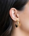 Brinco Argola Detalhada Lisa 3.1 cm Banhada a Ouro 18K