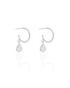 Brinco Argola Fio Gota Cristal 2.6 cm Ródio Branco