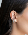 Ear Cuff Dois Filetes Lisos Ródio Branco