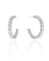 Brinco Argola Pontos de Luz Cristal 3.7 cm Ródio Branco