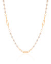 Choker Elos Detalhados com Pérolas Banhado a Ouro 18K