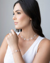 Pulseira Conchas em Pérola Ródio Branco