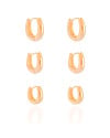 Trio de Argolas em U Lisas Banhado a Ouro 18K