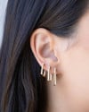 Trio de Argolas Retangulares Cravejadas Cristal Banhado a Ouro 18K