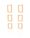 Trio de Argolas Retangulares Cravejadas Cristal Banhado a Ouro 18K