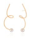 Brinco Fio Torcido Pérola 7.5 cm Banhado a Ouro 18K