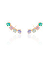 Ear Cuff Pontos de Luz Coloridos 2.9 cm Banhado a Ouro 18K