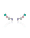 Ear Cuff Pontos de Luz Coloridos 2.9 cm Ródio Branco