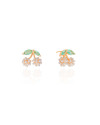 Brinco Cereja Pérolas Navetes Turmalina 1.4 cm Banhado a Ouro 18K