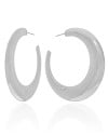 Brinco Argola Abaulada Flat Lisa 6.0 cm Ródio Branco