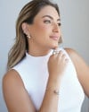 Bracelete Liso Bolas Pérola Ródio Branco