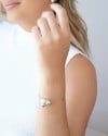 Bracelete Liso Bolas Pérola Ródio Branco